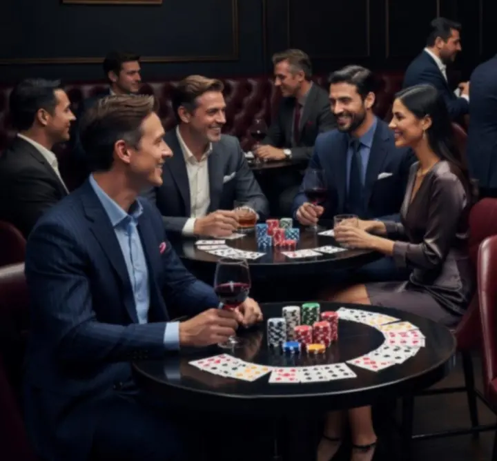 Elegancki stół pokerowy w nocnym barze