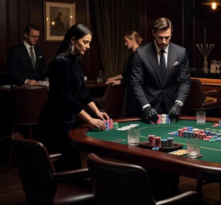 Stylowy stolik pokerowy w eleganckim barze MindLogicHU